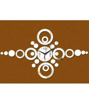 85x50 см, Circles Silver 3д часы оригинальные декоративные