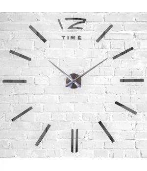 Диаметр 60-130 см, 3Д Часы на стену, 12 Time Темное серебро