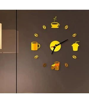 50 см, Coffee cups Gold 3д часы оригинальные декоративные