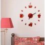 50 см, Coffee cups Red 3д годинник декоративний красивий