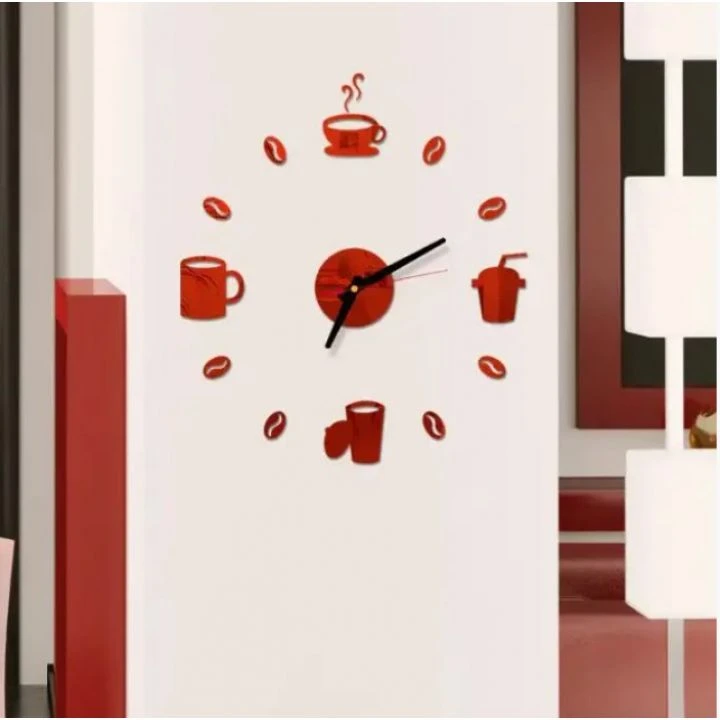 50 см, Coffee cups Red 3д годинник декоративний красивий