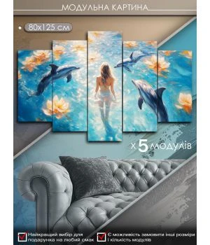 Інтер'єрна модульна картина на полотні в спальню, для передпокою 88357, 80х125 см