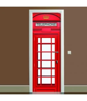 Наклейка на дверь Телефонная будка, 65х200 см