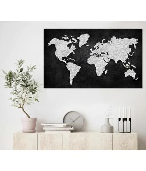 60x100 cм, Карта чб Интерьерная картина на холсте на стену