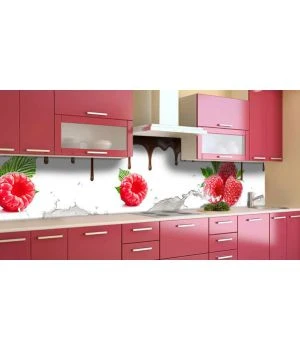Наклейка виниловая кухонный фартук 65х250 см Малина Шоколад