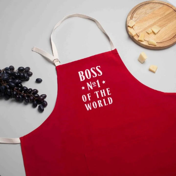 Фартух Boss №1 of the world, Червоний, англійська