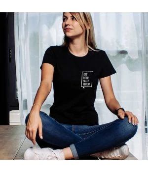Футболка Eat Read Sleep Repeat жіноча, Чорний