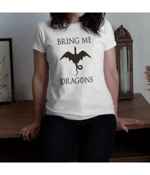 Футболка GoT Bring me dragons жіноча, Білий
