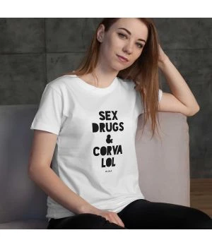 Футболка жіноча Sex, Drugs and Corvalol біла