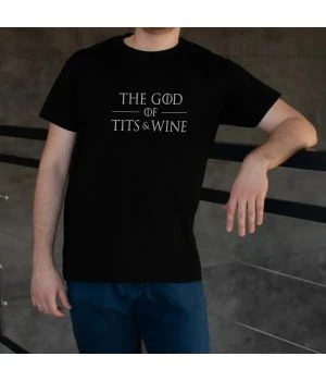 Футболка GoT God of tits and wine чоловіча, Чорний