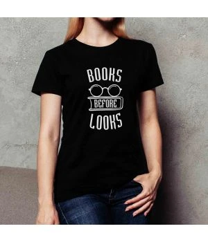 Футболка Books before looks жіноча, Чорний