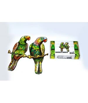 Фигурный деревянный пазл для детей и взрослых Parrots, Розмір А3, Картон коробка
