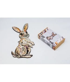 Фигурный деревянный пазл для детей и взрослых Bunny, Розмір А4, Картон коробка