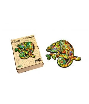 Фигурный деревянный пазл для детей и взрослых Chameleon, Розмір А4, Подар коробка