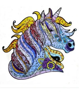 Фігурні дерев'яні пазли Unicorn, розмір S, 62 деталей Дер коробка
