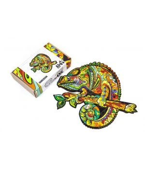 Фигурный деревянный пазл для детей и взрослых Chameleon, Розмір А3, Картон коробка