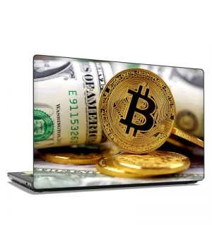 13.3"-15.6” Універсальна наклейка на ноутбук Bitcoin or dollar, 380х250 мм