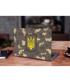 13.3"-15.6" Универсальная наклейка на ноутбук Герб України Камуфляж, 380х250 мм