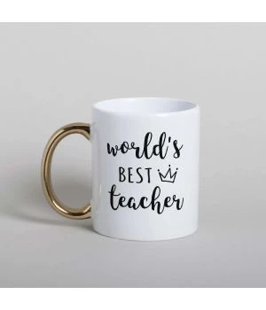 Чашка World`s best teacher, Білий-золотий, англійська, 330 мл