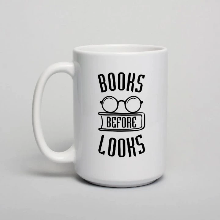 Чашка Books before looks, Білий, англійська, 425 мл
