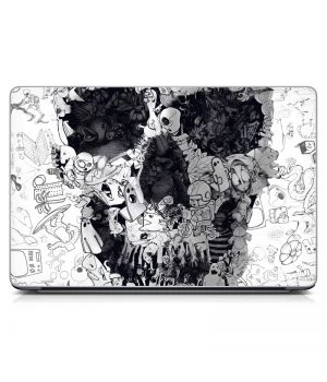 Универсальная наклейка на ноутбук 15.6"-13.3" Doodle Skull 380х250 мм