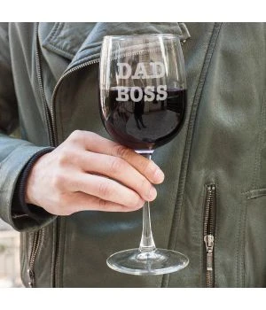 Келих для вина Dad Boss, англійська, Крафтова коробка