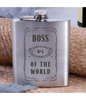 Подарункова сувенірна Фляга сталева Boss №1 of the world, англійська