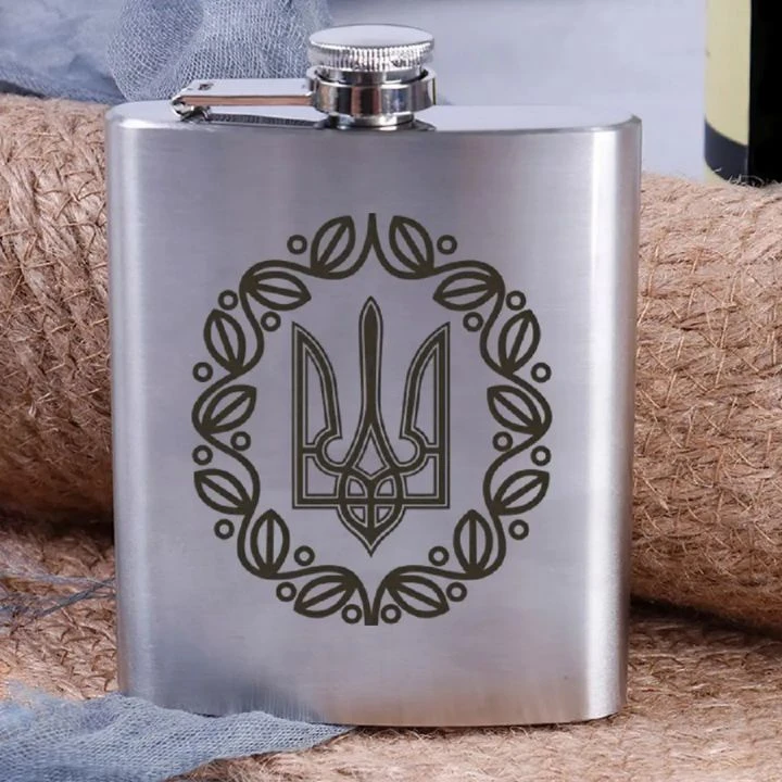 Подарункова сувенірна Фляга сталева Герб з вінком