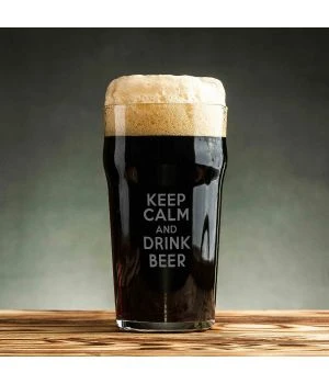 Келих для пива Keep calm and drink beer, англійська, Крафтова коробка<br />