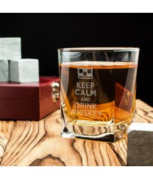 Склянка для віскі Keep calm and drink whiskey, англійська, Крафтова коробка