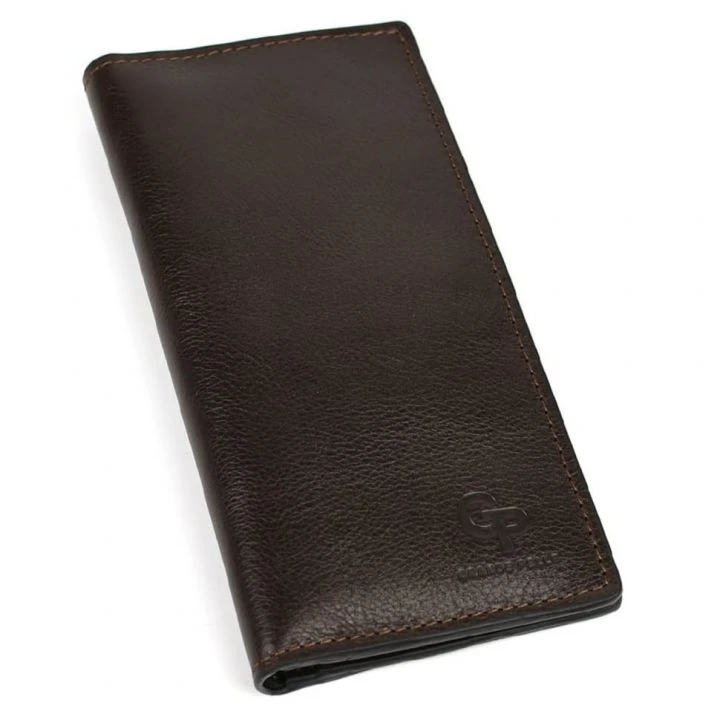 Длинное портмоне Grande Pelle 522620 глянцевая кожа коричневое