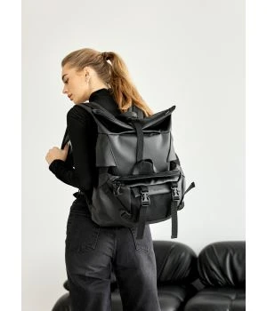 Рюкзак рол Sambag RollTop Double тканевий чорний, 85914