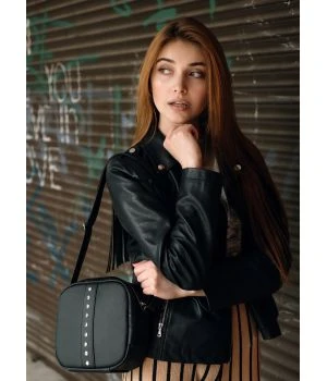 Стильная сумка из экокожи Sambag кроссбоди черная