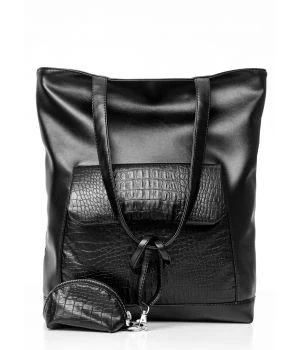 Стильная сумка из экокожи Sambag Shopper принт крокодила