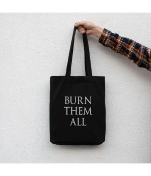 Подарункова Екосумка GoT Burn them all, Чорний, англійська з написом