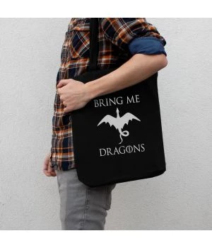 Подарункова Екосумка GoT Bring me dragons, Чорний, англійська з написом