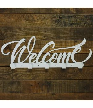 Вішалка для одягу настінна оригінальна Welcome White