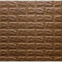 Декоративная 3D панель самоклейка под кирпич Коричневый 700x770x5мм