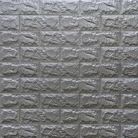 Декоративная 3D панель самоклейка под кирпич Серебро 700x770x7мм
