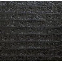 Декоративная 3D панель самоклейка под кирпич Черный 700x770x5мм
