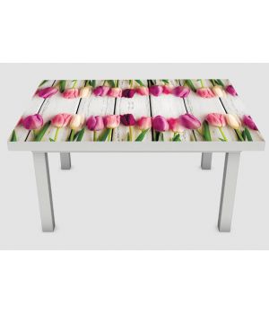 Наклейка на стол Букет тюльпанов, 60х120 см