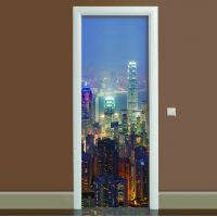 Наклейка на дверь Ночной город, 65х200 см