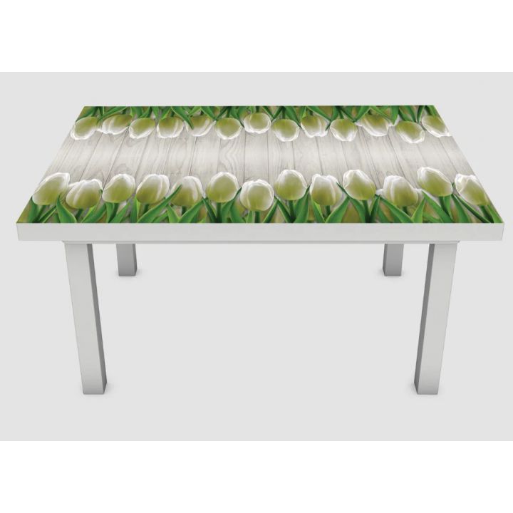 Наклейка на стіл Білі тюльпани, 60х120 см