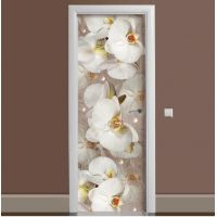 Наклейка на двері Орхідея і краплі роси 01 65х200 см