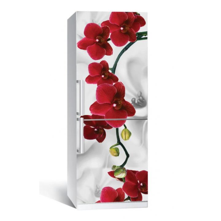 Наклейка на холодильник Орхидея алая жемчужина 650х2000мм