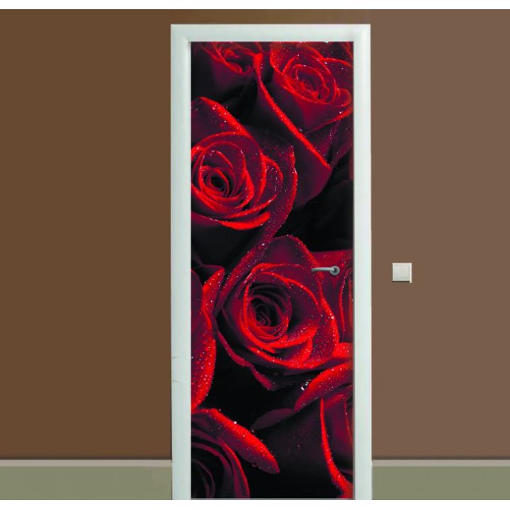 Наклейка на дверь Алые розы, 65х200 см