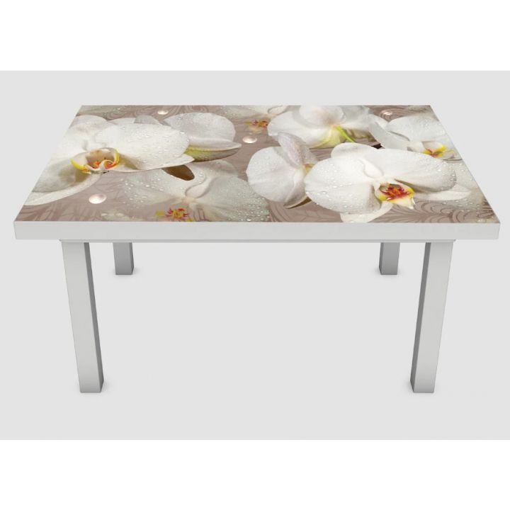 Наклейка на стол Орхидея и капли росы 02, 60х120 см