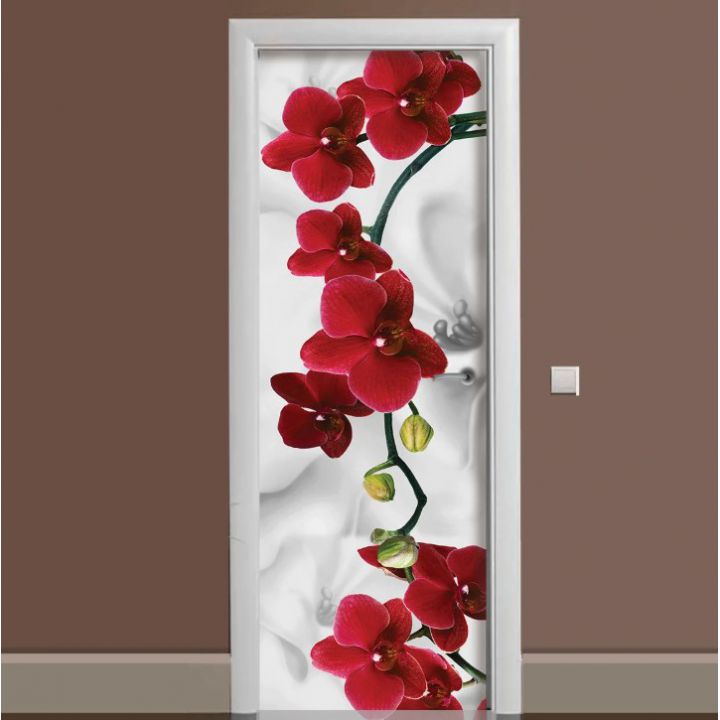 Наклейка на дверь Орхидея алая жемчужина 65х200 см