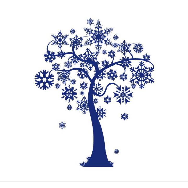 Інтер'єрна новорічна наклейка на стіну Дерево зі сніжинками