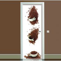 Наклейка на дверь Кофейные чашки, 65х200 см